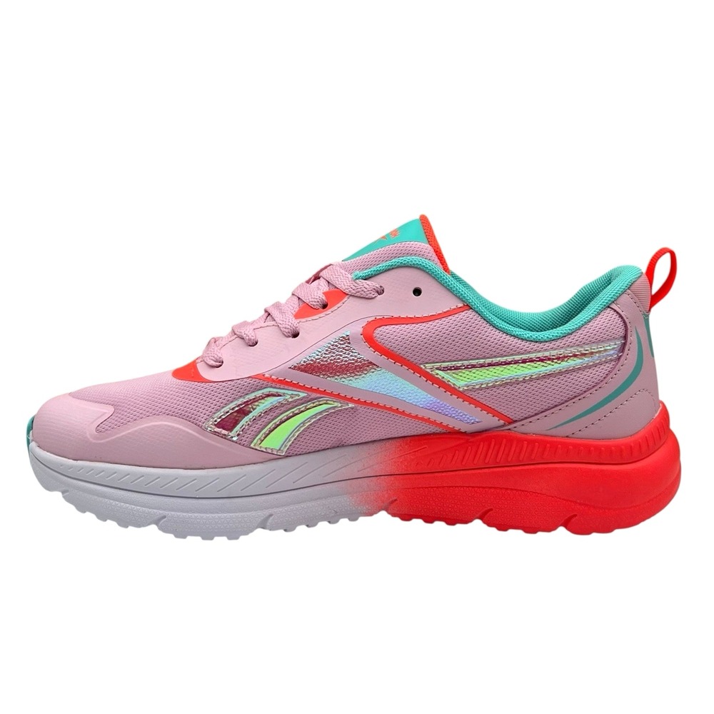 Reebok Youth Big Girls Rush Sneakers Size 7 Cherry Blossom Orange Aqua Lace Up - Picture 7 of 12